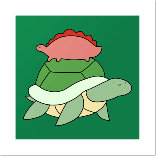 Turtle and Little Stegosaurus Posters and Art